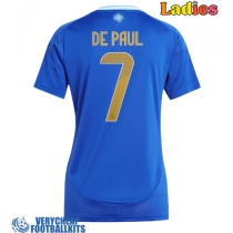 Argentina Rodrigo De Paul #7 Replica Away Shirt Ladies Copa America 2024 Short Sleeve